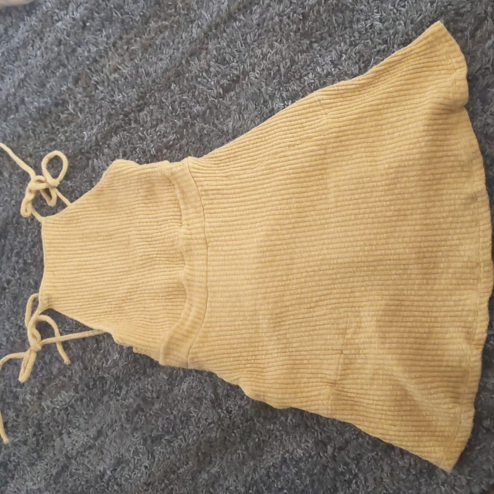 Free People Beach Yellow Summertume Back Out Mini Dress